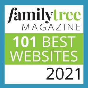 Badge highlighting Family Tree Magazine's 101 Best Websites 2021